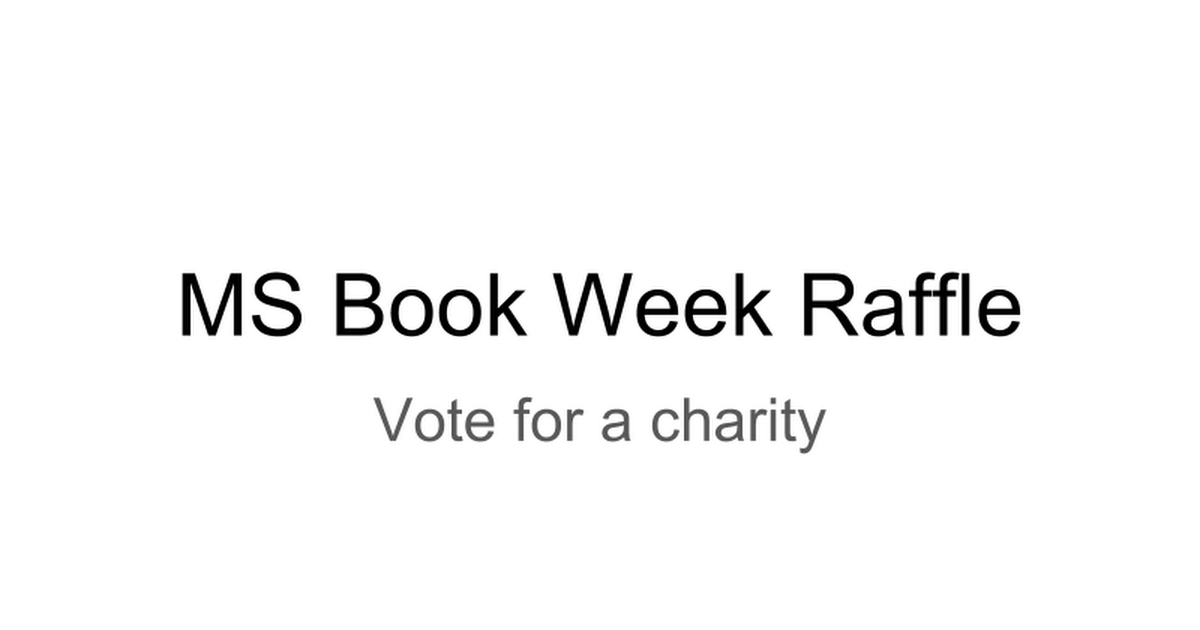 MS Book Week Raffle Charities
