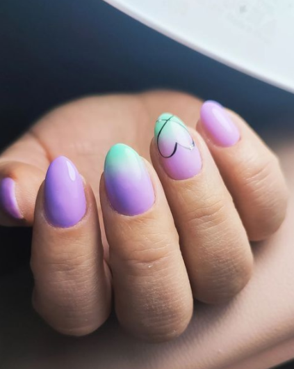 Cute In Heart Ombre Nail Designs