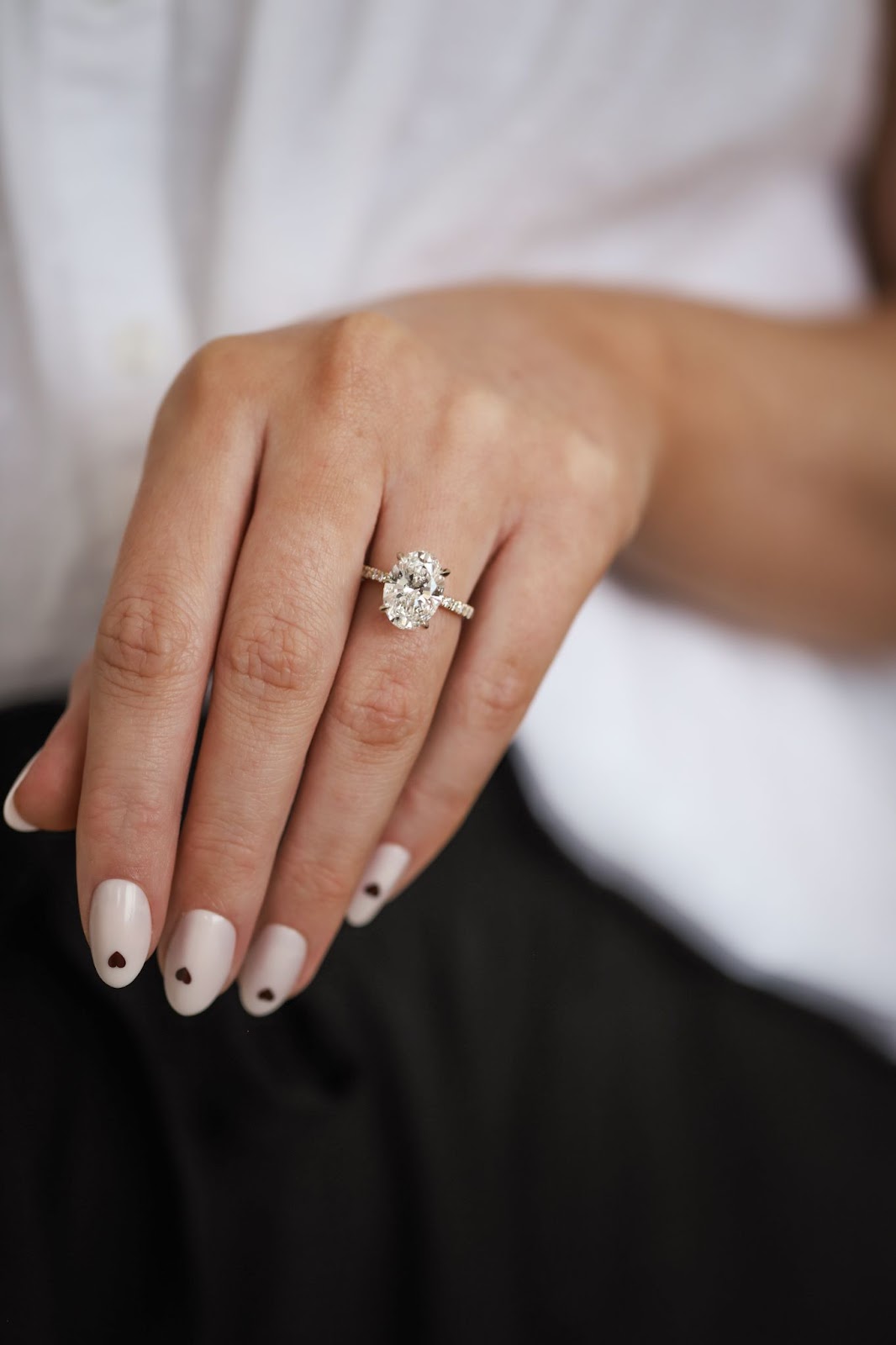 Oval Lab Created Diamond Engagement Ring. 
