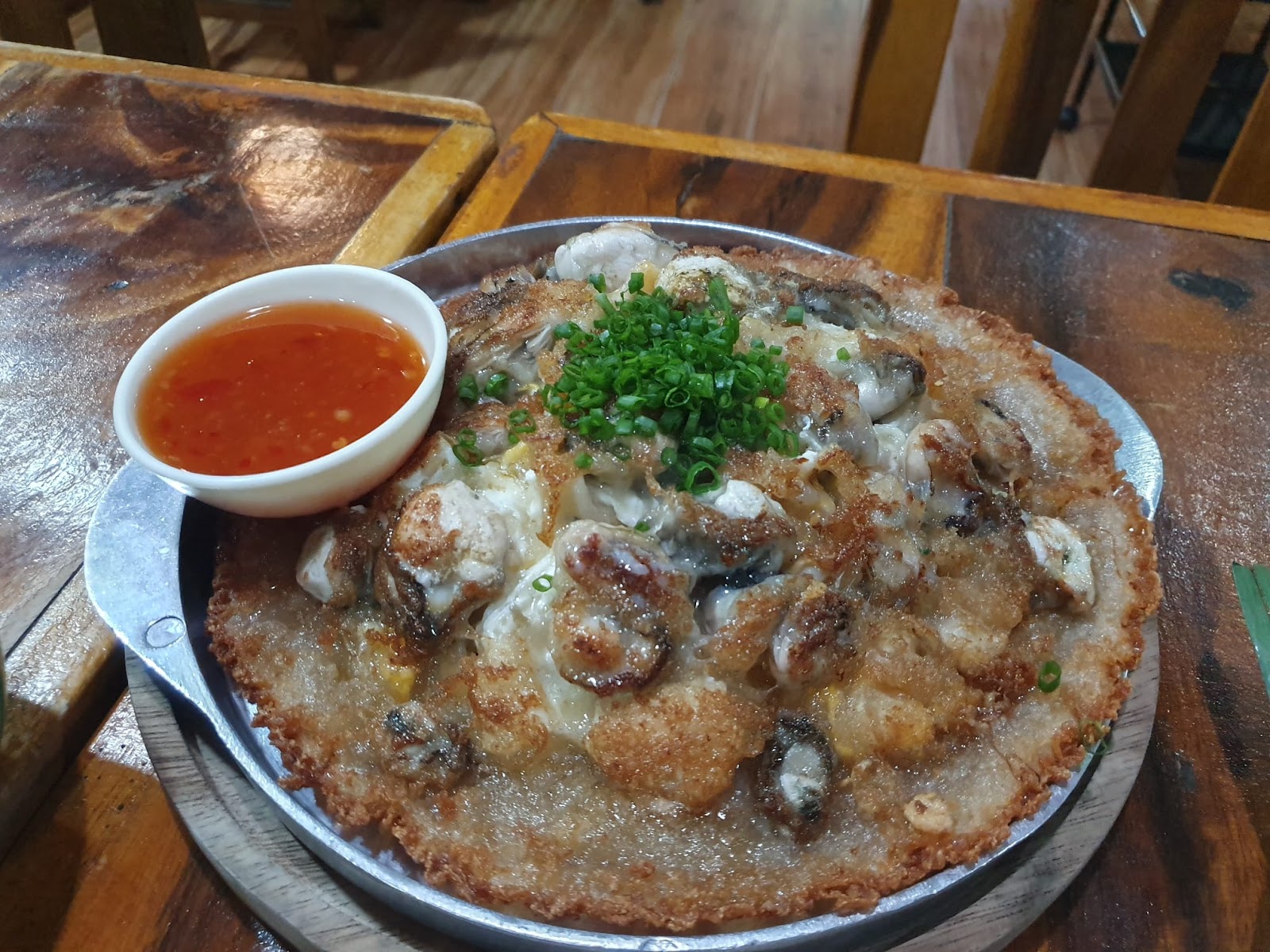 oyster omelette with sweet thai chili sauce from Northeast restaurant in Bangkok