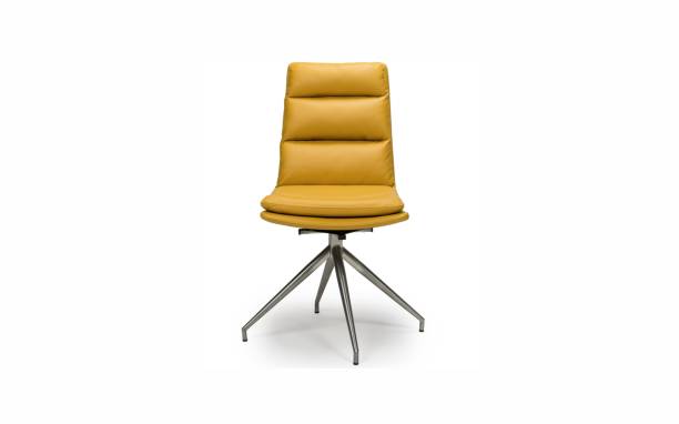 YELLOW LEATHER CONTEMPORARY SWIVEL ARMCHAIR LEATHER. YELLOW LEATHER CONTEMPORARY SWIVEL ARMCHAIR LEATHER – chrome steel legs. office chair stock pictures, royalty-free photos & images