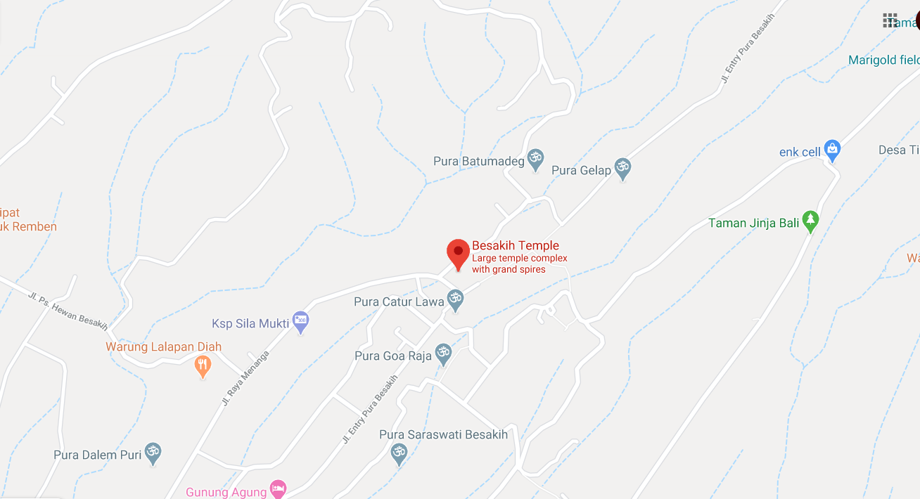Location of Pura Besakih temple