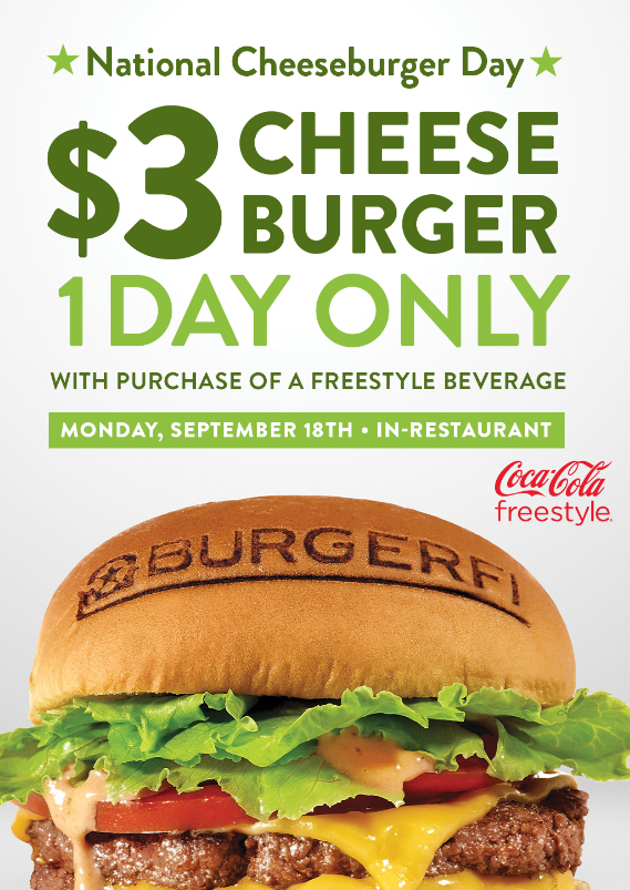 a coupon showing $3 cheese burger from BurgerFi