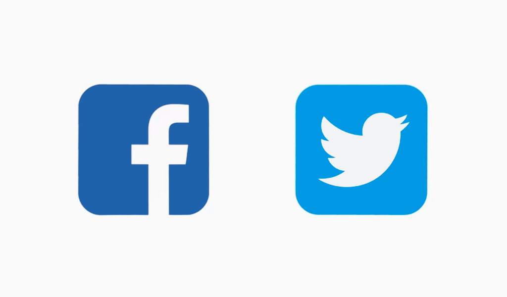 Facebook- und Twitter-Symbole