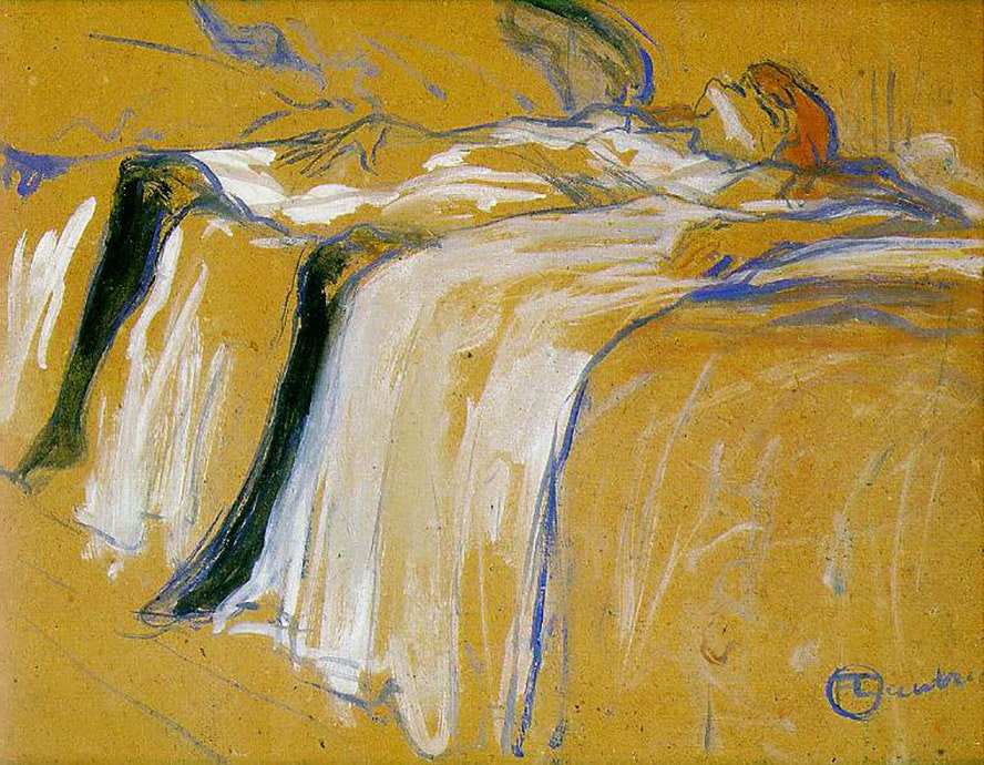Alone, from the Elles series, by Henri de Toulouse-Lautrec, 1896, via wikiart