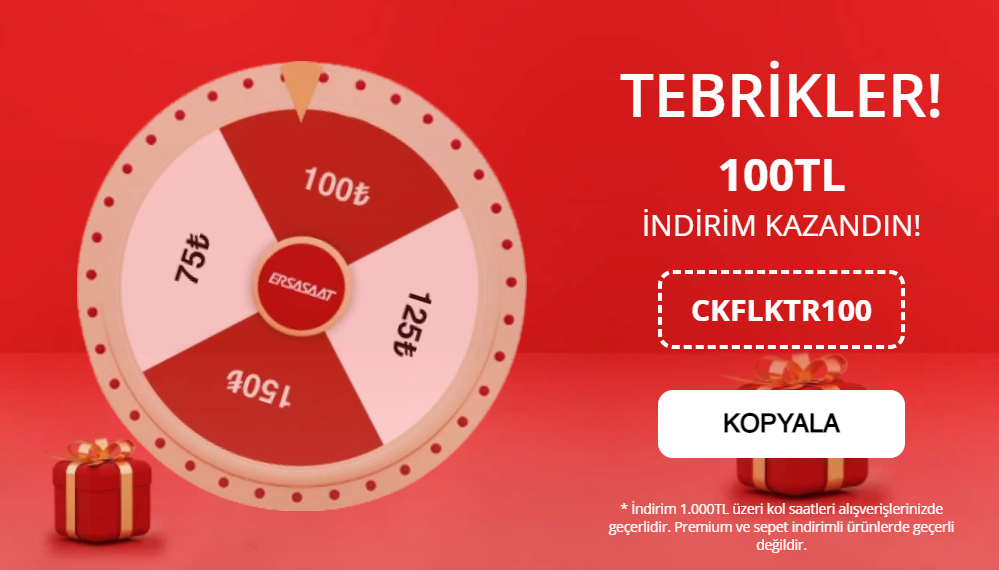 100 TL Ersa Saat Çarkı Çevir Kupon Kodu Şubat 2024 | Kuponla.com