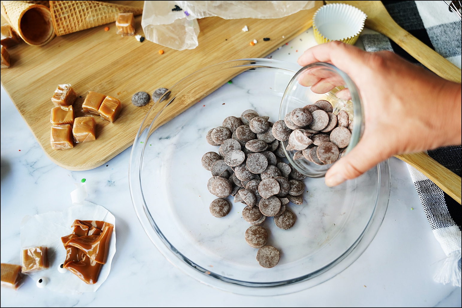 Melt the chocolate and shortening in 30-second intervals until melted.
