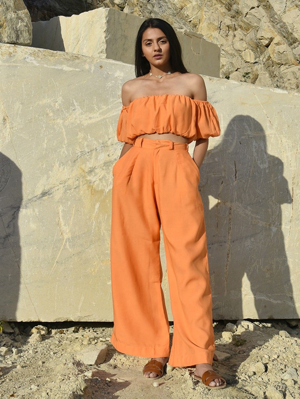 the loom - Orange Modal Top With Pants