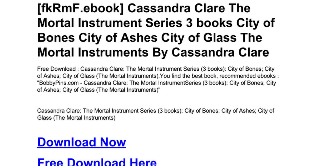 City of bones book cassandra claire