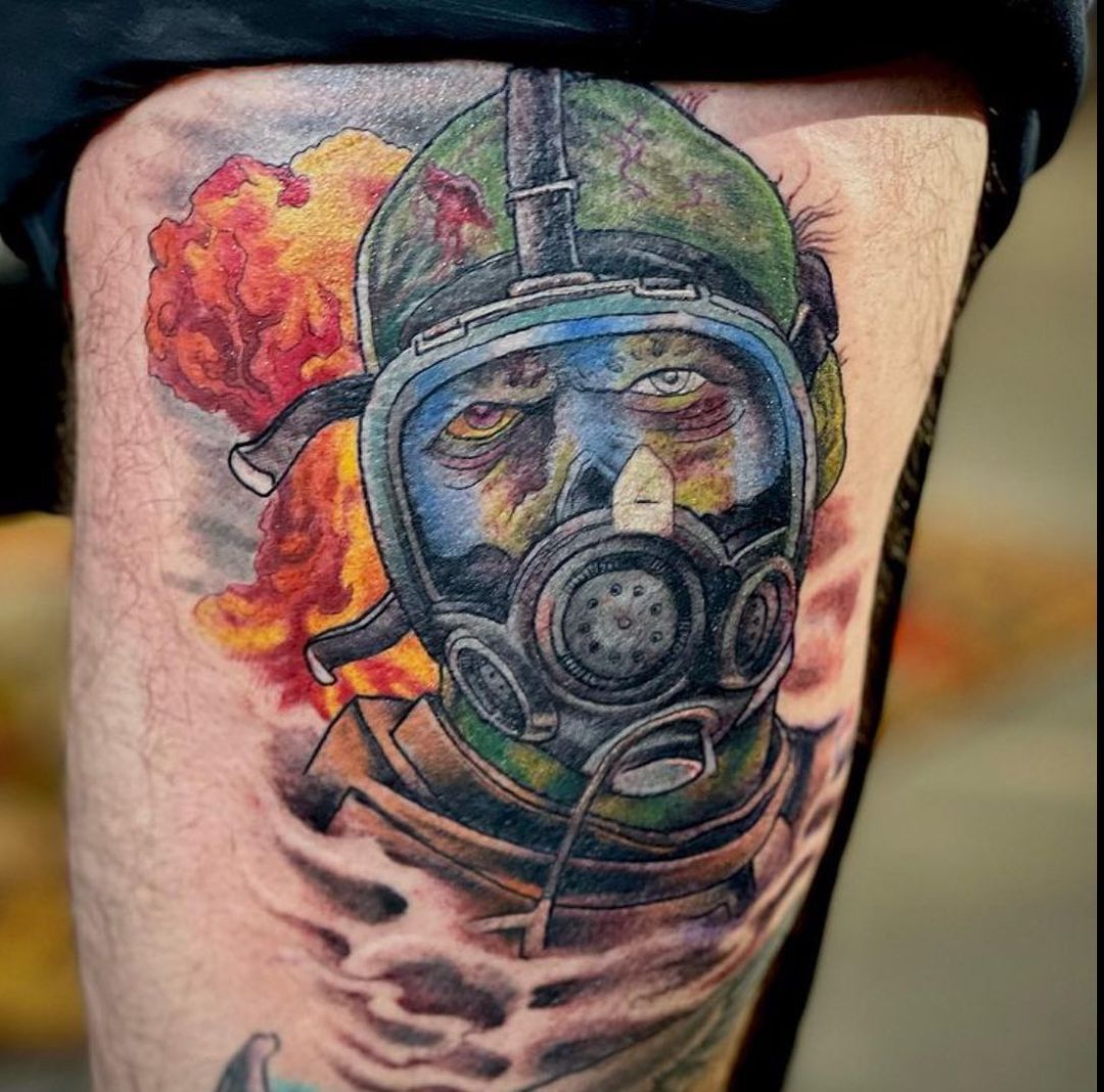 Gas mask Zombie Tattoo Design