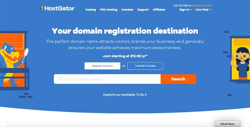 HostGator : domaines de premier niveau