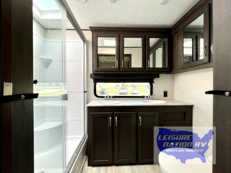 This luxurious bathroom is perfect for a relaxing state campground.