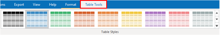 table tools tab