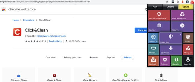 Melhores extensões de segurança do Chrome: Click&Clean