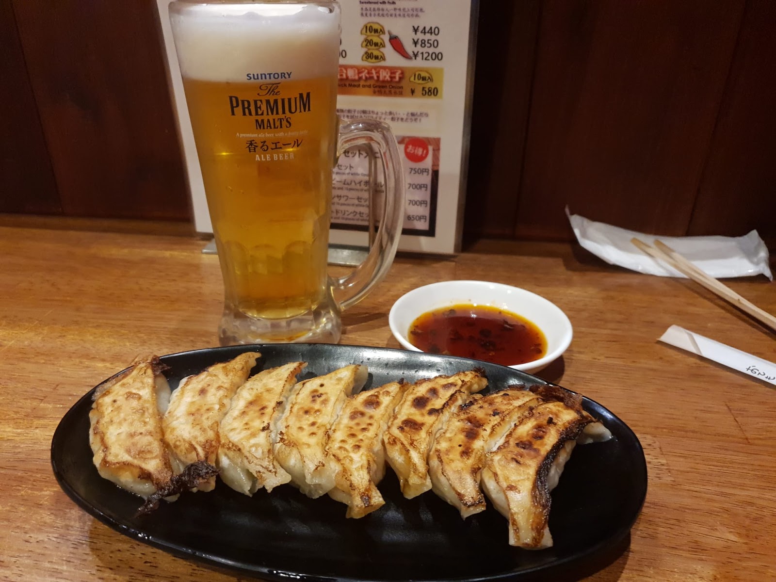 Assorted platter of gyoza at Ponchan Gyoza in Osaka