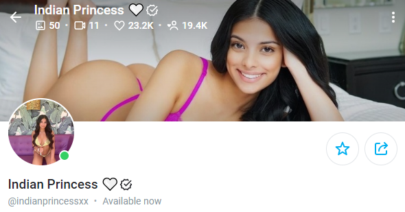Indian OnlyFans Page screenshot - Indian Princess: @indianprincessxx