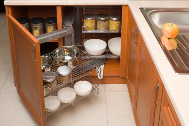 cabinet organizer with lazy susan in luxury kitchen remodel custom built