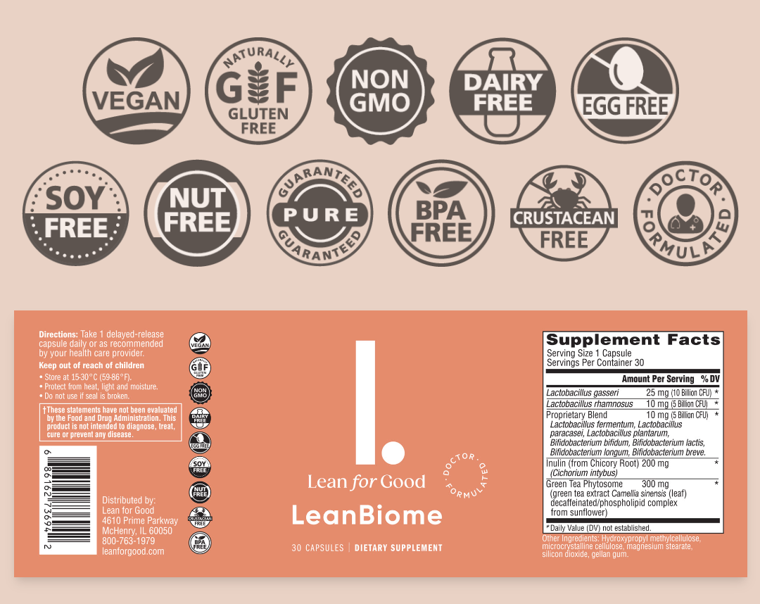 Leanbiome Lean for Good Supplement Label