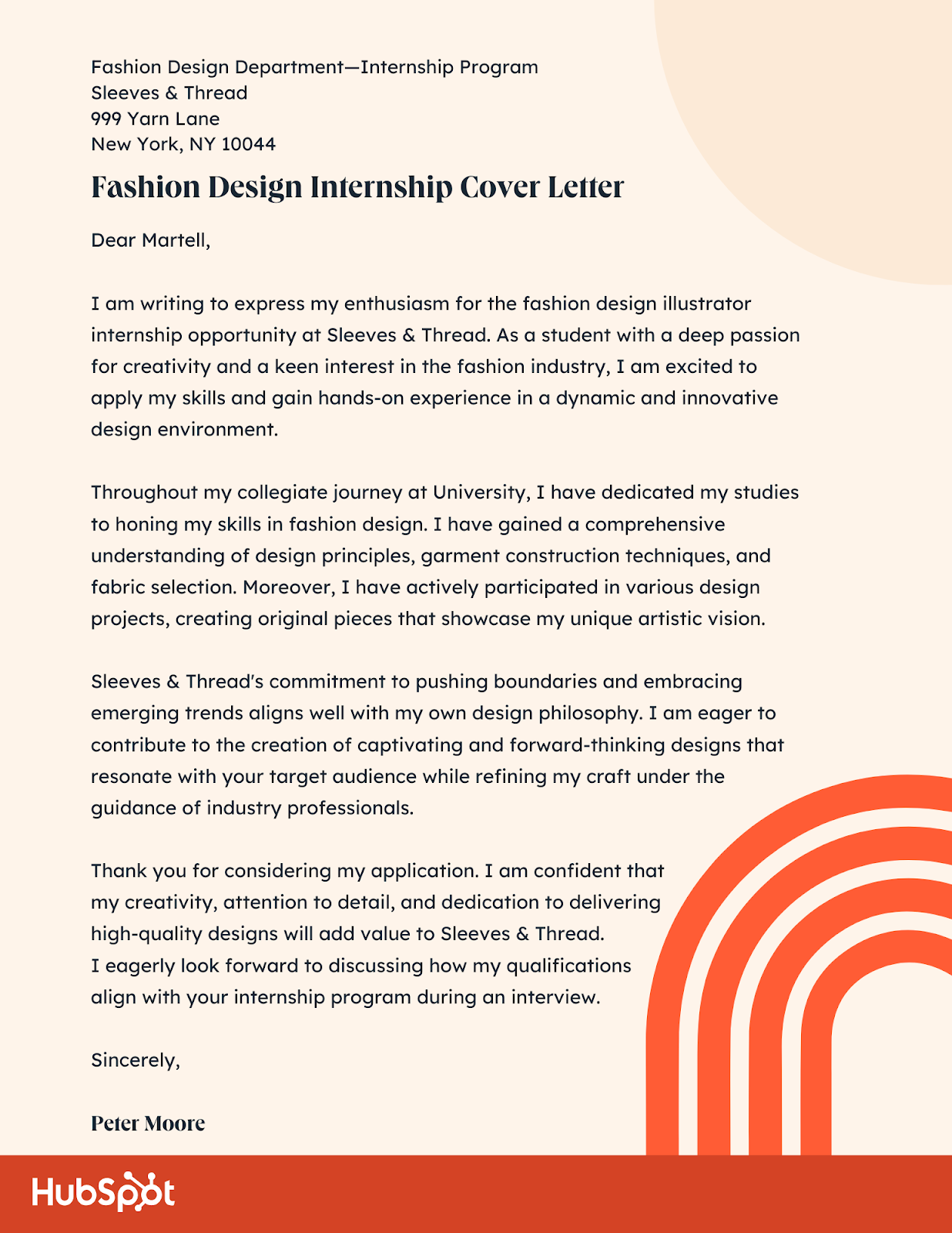  Fashion Design Internship Cover Letter