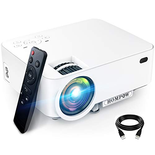 Mini Projector, Hompow 5500L Movie Projector, Smartphone Portable Video Projector 1080P Supported and 176