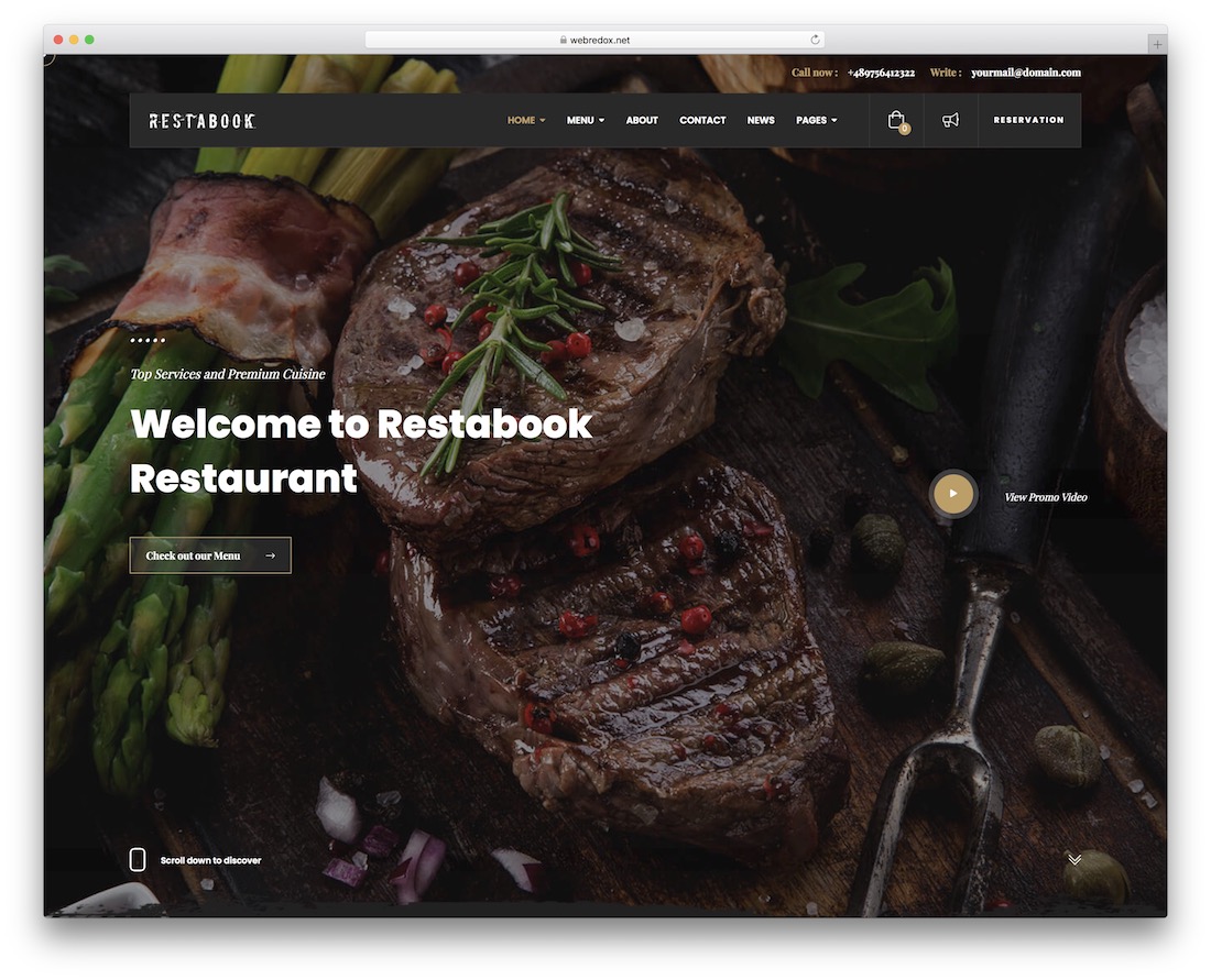 tema restaurante restabook wordpress