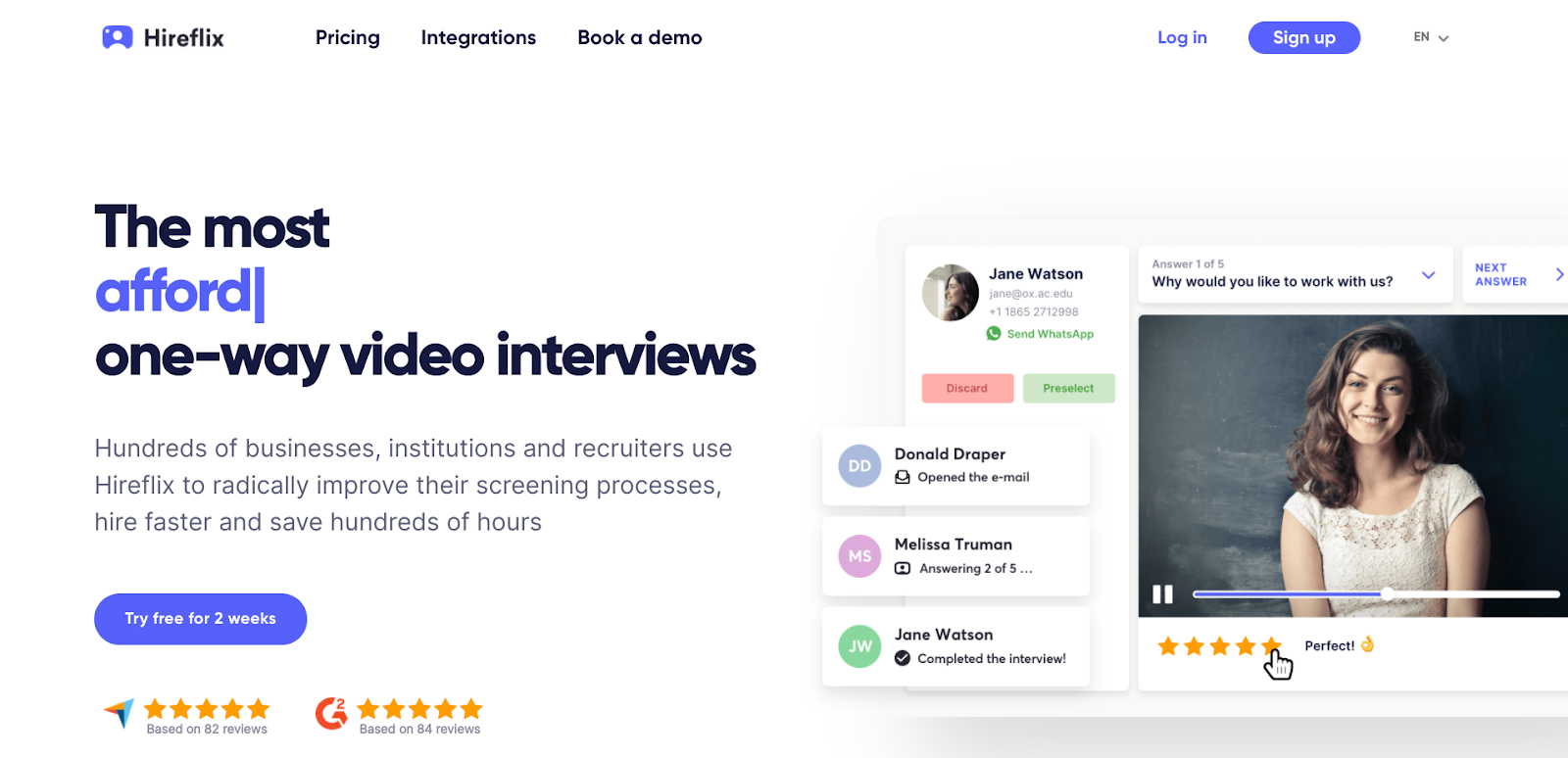 hireflix Pre-Recorded Video Interviews