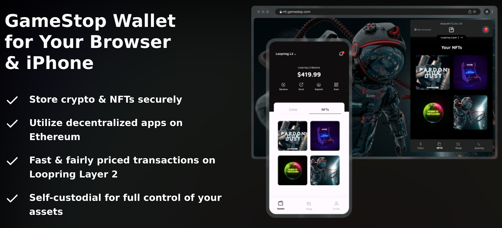 Ethereum wallet announcement site developed by GameStop.  