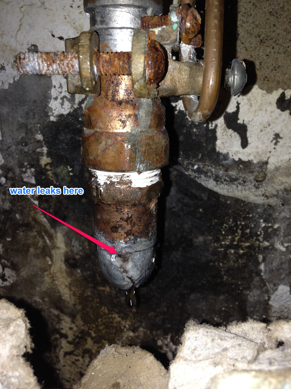 Any water leaks like this one shown here, will cause you to lose water pressure and should be taken care of immediately.