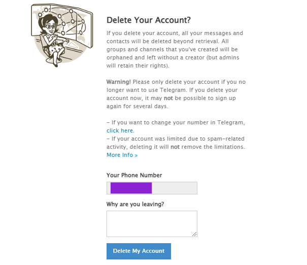Telegram delete account