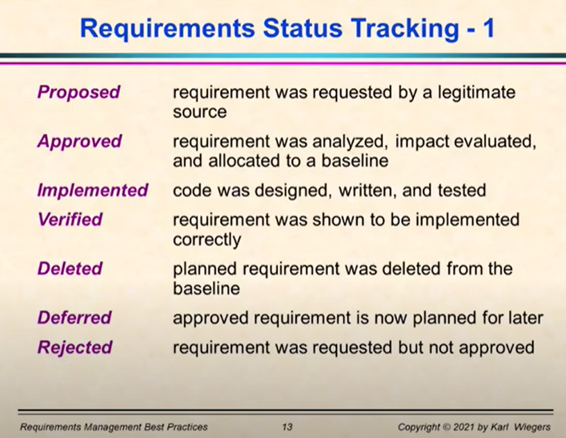 Requirements Management. Insights from Karl Wiegers' Presentation