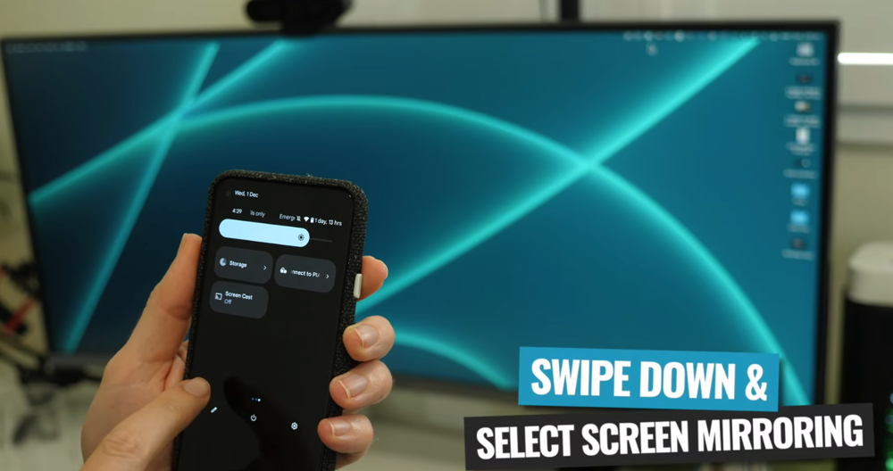 Swipe down on your Android device and select the screen mirroring option