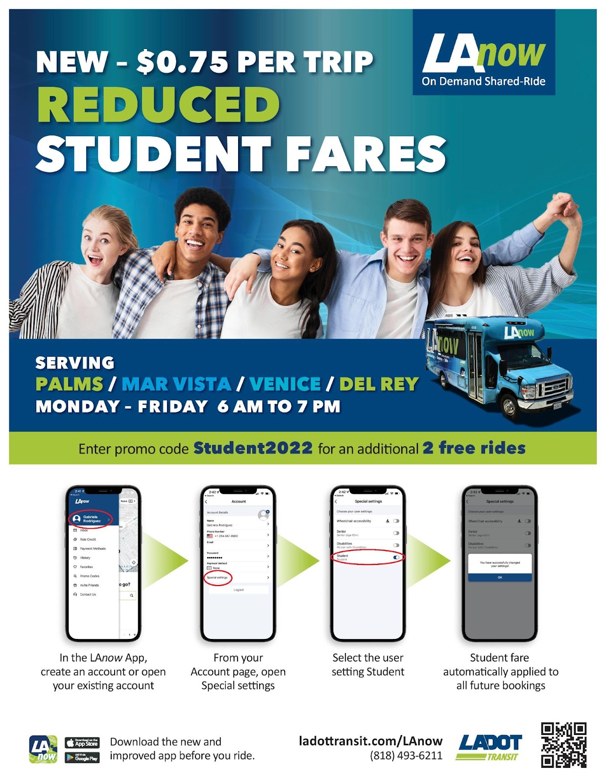 New Student fares LADOT LAnow