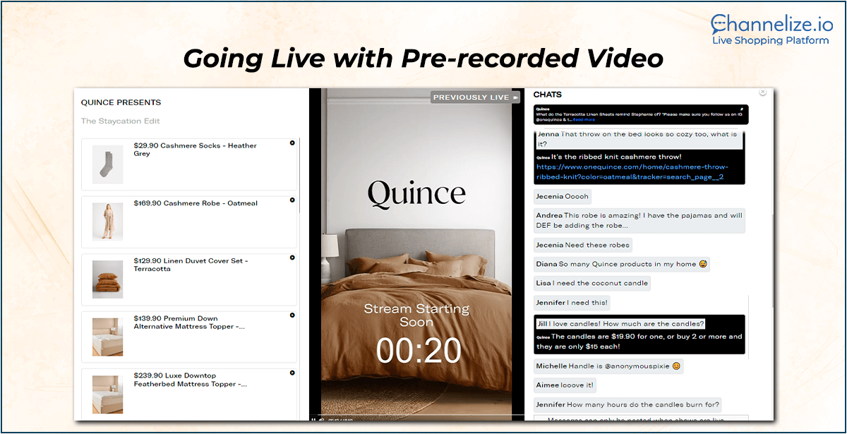 Going live with Pre-recorded Video via via Custom RTMP Support for Live Stream Shopping
