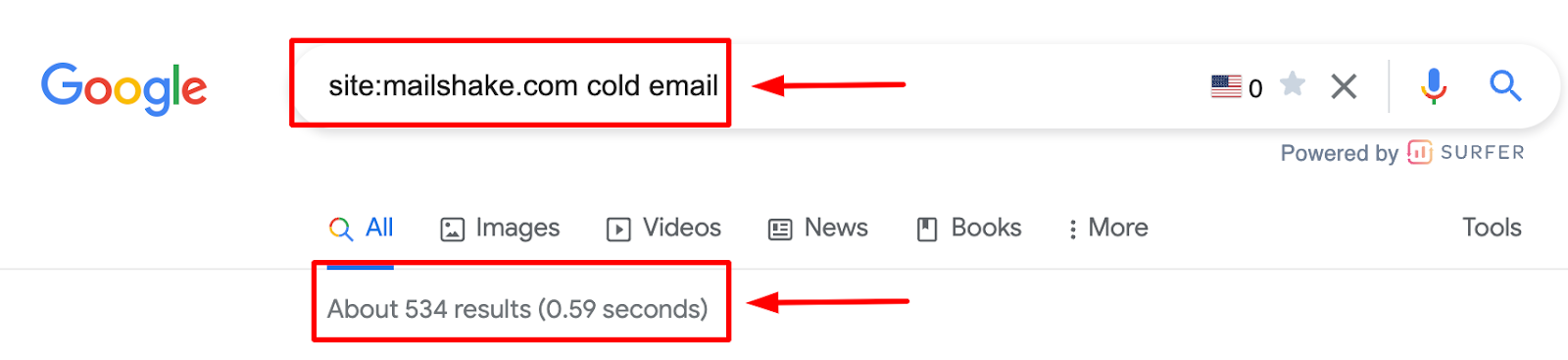 Mailshake.com indexed pages relevant to cold email