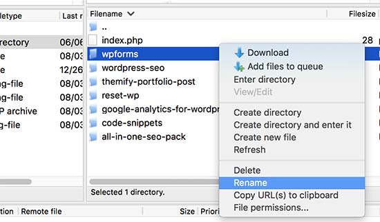 Renomeie a pasta do plugin antigo