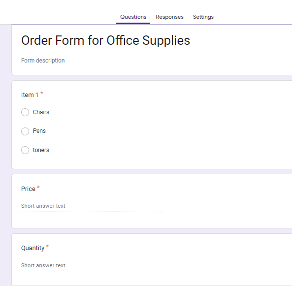 Order Form Template Google Forms