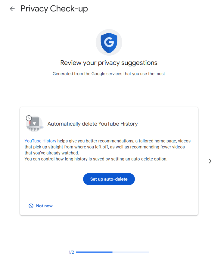 Google Privacy Check-up