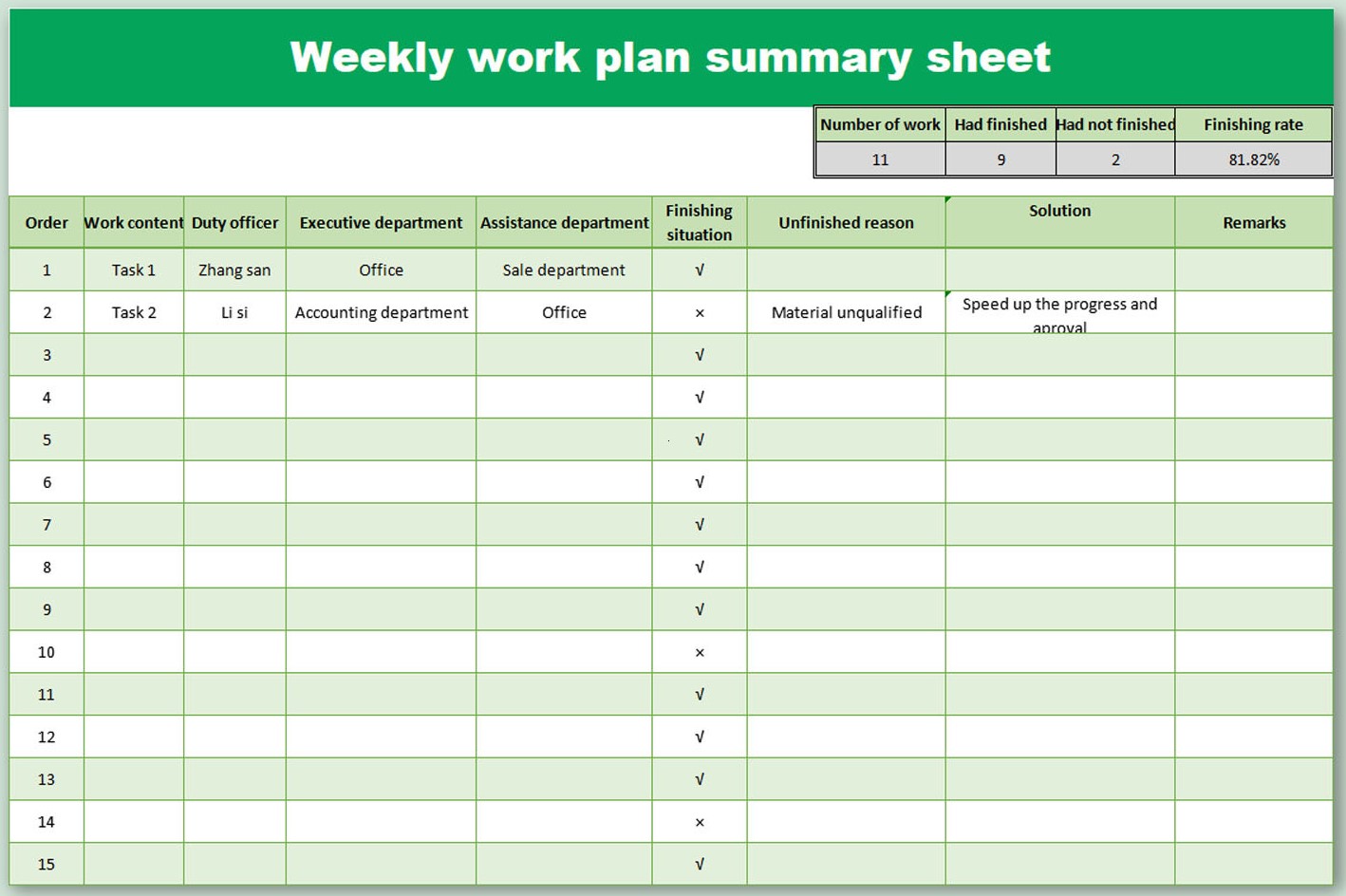 how to create an excel task list