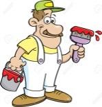 Ilustración De Dibujos Animados De Un Pintor Con Una Lata De Pintura Y Un  Pincel. Ilustraciones Vectoriales, Clip Art Vectorizado Libre De Derechos.  Image 31480351.