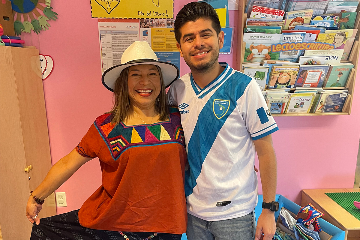 two teachers from guatemala posing for picture