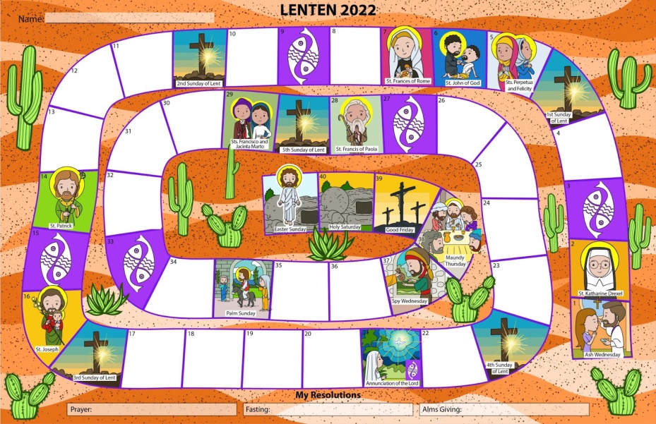 2022 lenten calendar for children