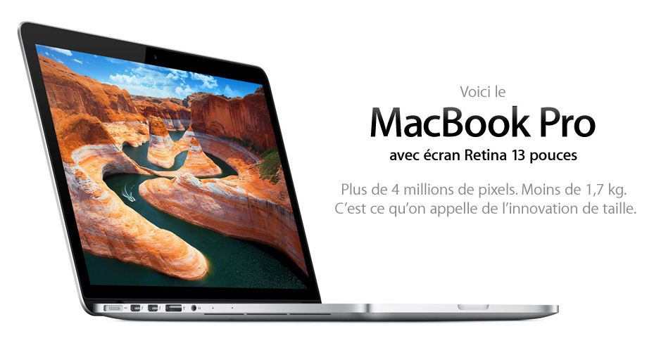 Exemple de publicité Apple qui détaille les principales caractéristiques techniques qui donne un avantage à son MacBook sur ses concurrents - Les techniques indispensables pour une landing page optimisée - staenk.com