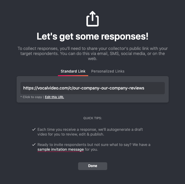 Let's get some responses! (Standard links or personalized links)