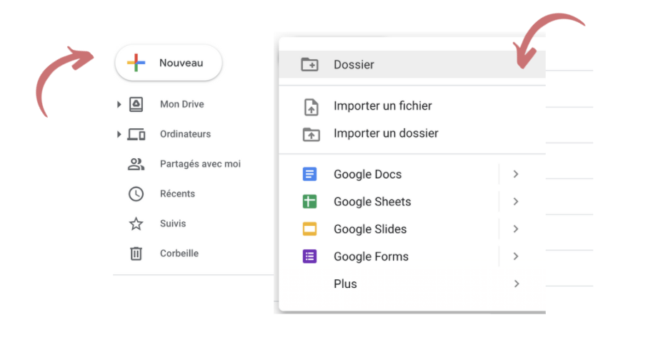 Créer un nouveau dossier dans Google Drive 