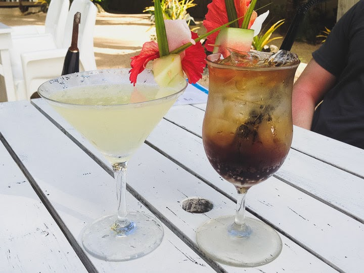 Cocktails at Wilson's Beach Bar on Rarotonga.