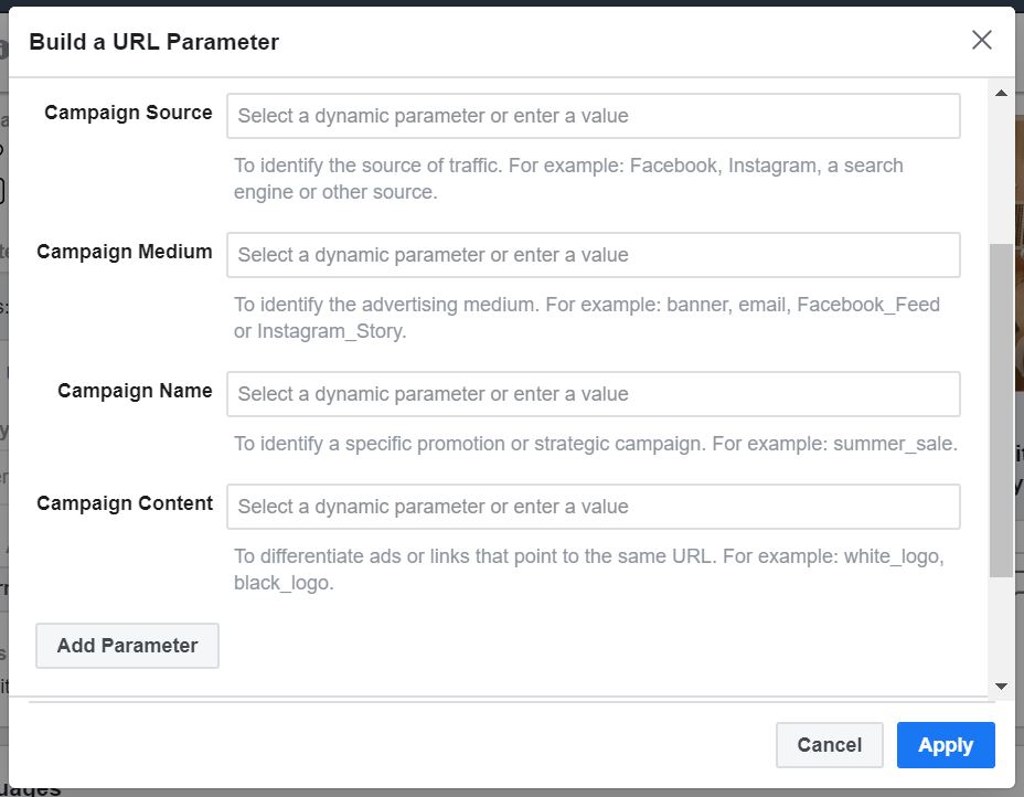 Build a URL Parameter Pop Up in Facebook Ad Manager