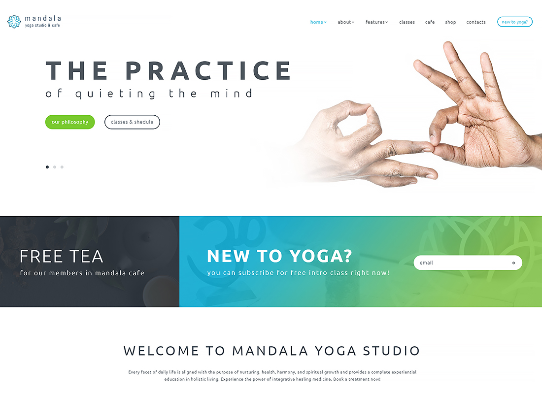 Mandala - Thème WordPress pour studio de yoga et centre de bien-être