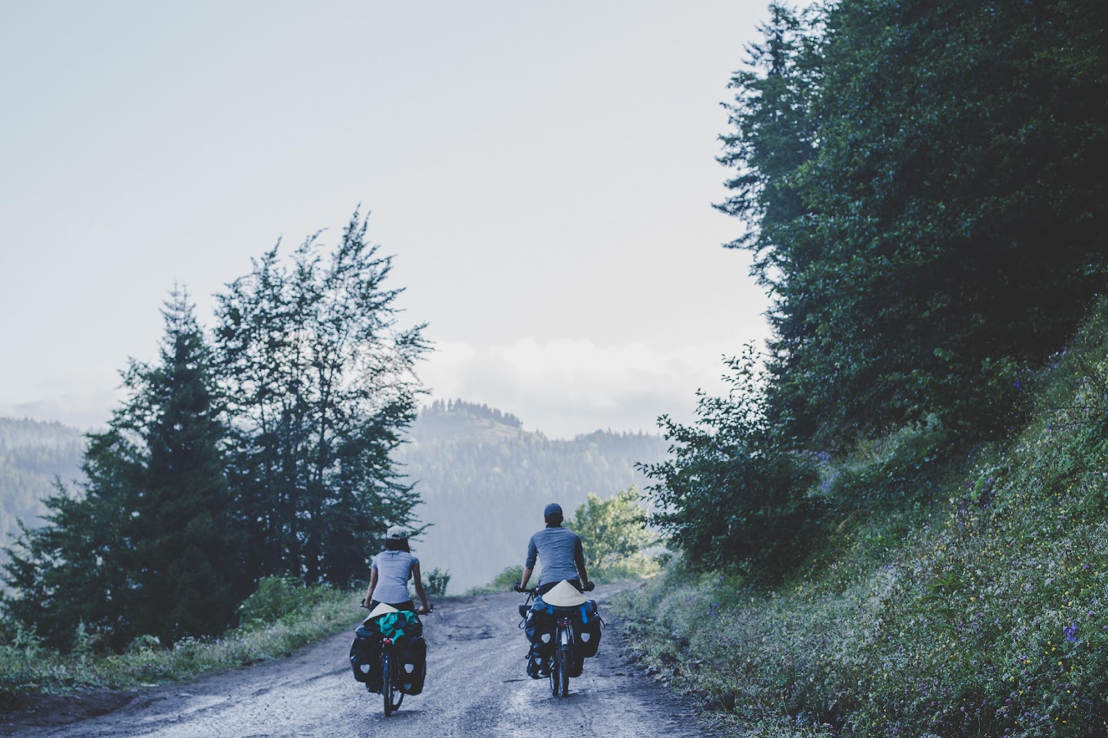 Cycling in between mountains