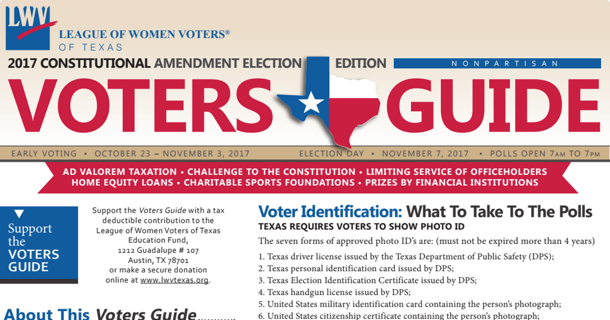 League of Women Voters Texas Voting Guide