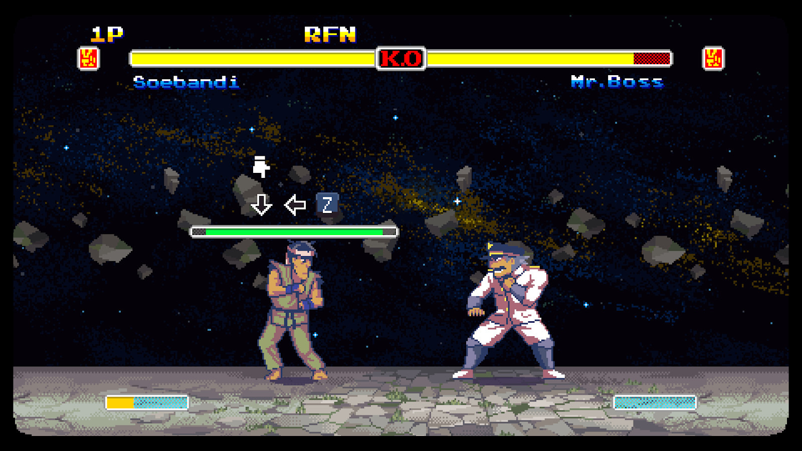 Serunya mengalahkan high score dalam mini-game ‘Future Fighter’ di gim A Space for the Unbound. (Sumber: Froyonion)